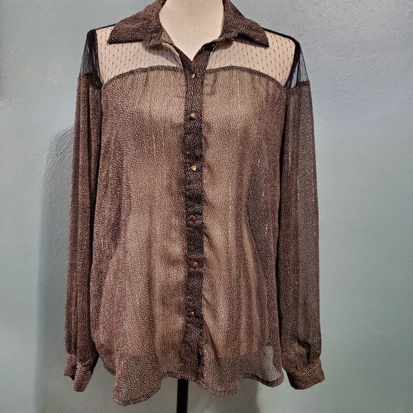 MODCLOTH sheer vintage tulle dotted blouse - Picture 2 of 14